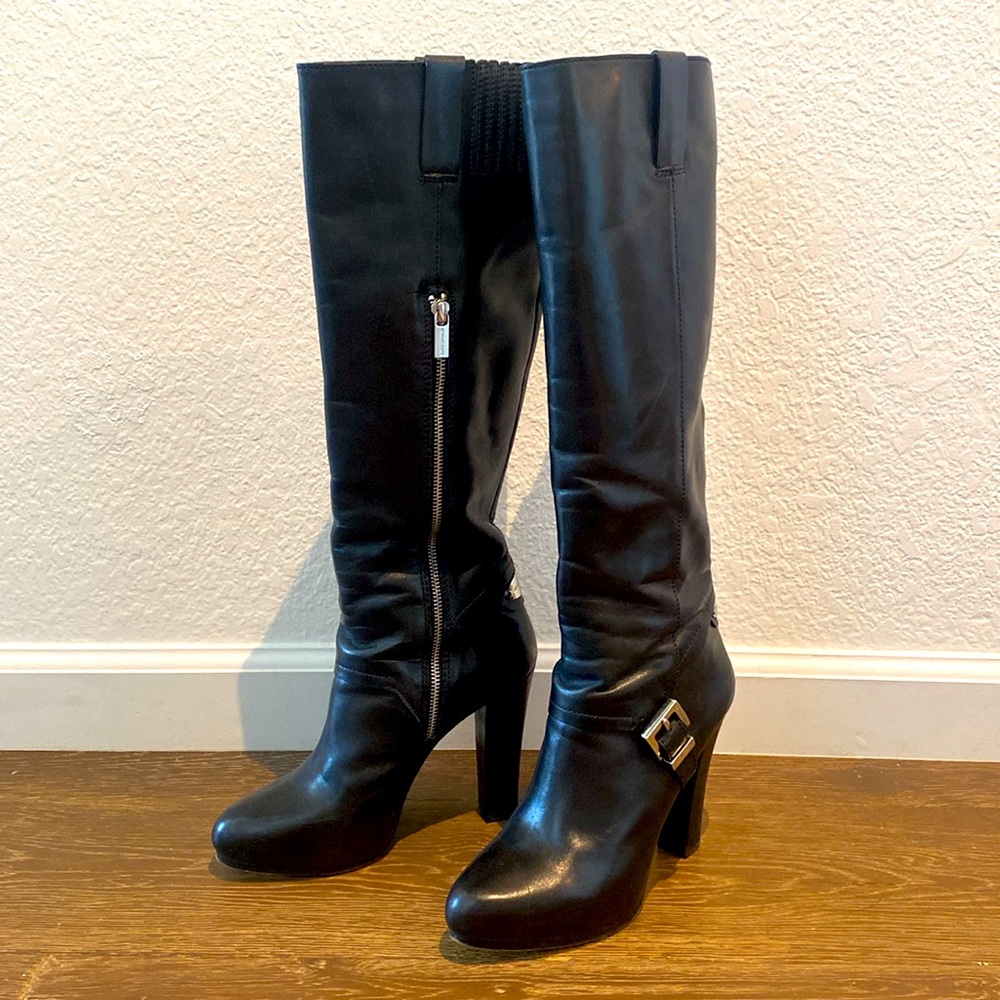Michael Kors Tamara Tall Leather Boots Black Size 8